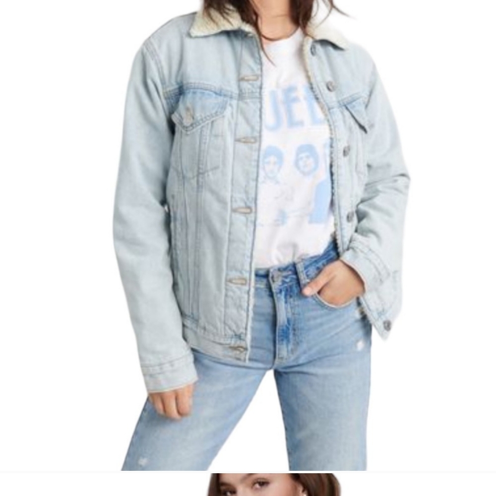 Garage Faux Sherpa Fleece Lined Jean Jacket Sz XS